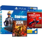 Sony PlayStation 4 (500 Gb)+Fortnite (код)+DOOM Eternal+Marvel Человек-паук