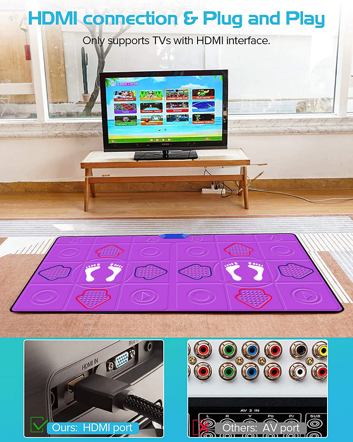 Танцевальный коврик VELVET, для двоих, с HDMI,беспроводной,64 Бит, 180 треков,148 игр, аэробика, русское меню, /ТV, PC/